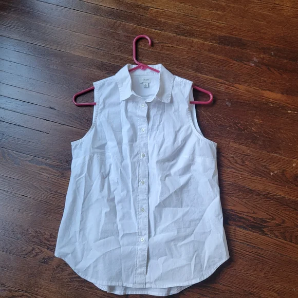 J. Crew Sleeveless Cotton Poplin Shirt in Signature Fit White Size S - Picture 14 of 17
